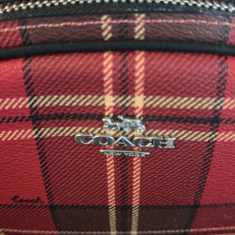 NWT HTF Coach Red Plaid Backpack - Picture 6 of 8